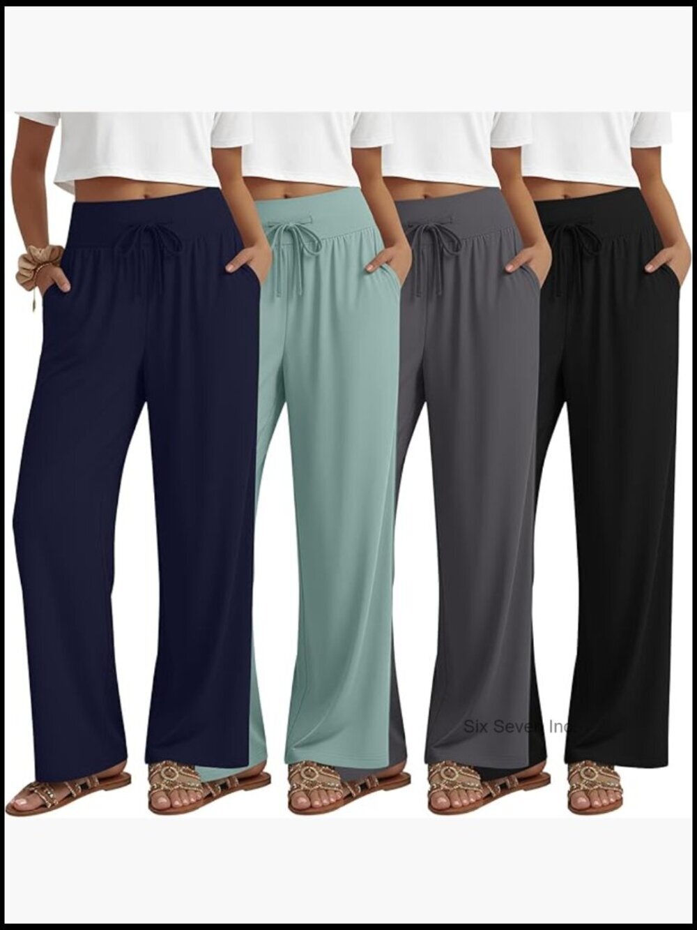 4 Pack Women's Drawstring Wide Leg Lounge Pants Yoga Pants with Pockets